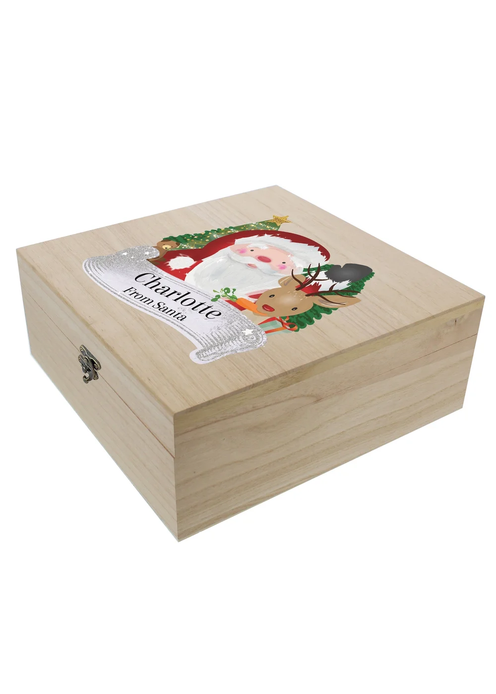 Personalised Memento Company Wood Colourful Santa Large Christmas Eve Box - One Size Image 1