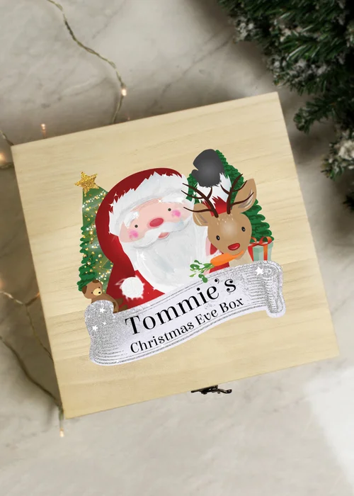 Personalised Memento Company Wood Colourful Santa Large Christmas Eve Box - One Size Image 3