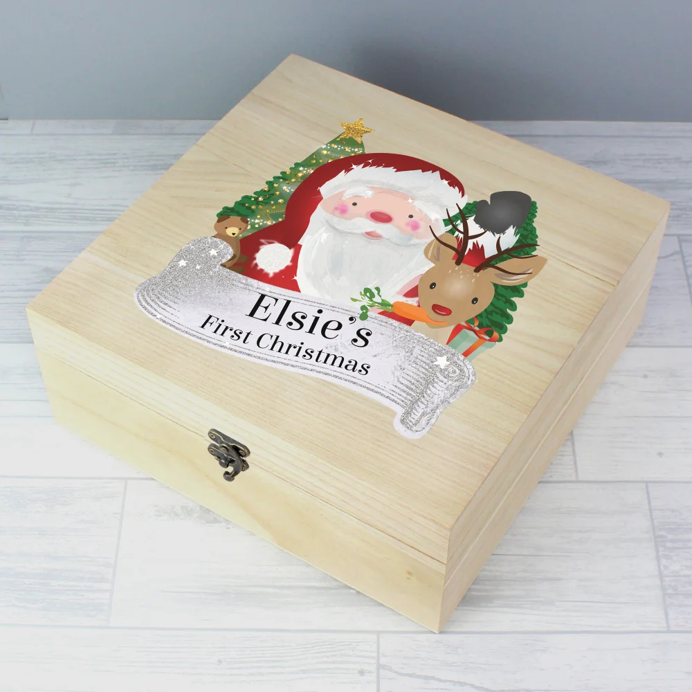 Personalised Memento Company Wood Colourful Santa Large Christmas Eve Box - One Size Image 5
