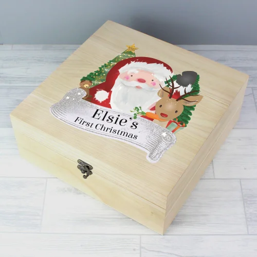 Personalised Memento Company Wood Colourful Santa Large Christmas Eve Box - One Size Image 5