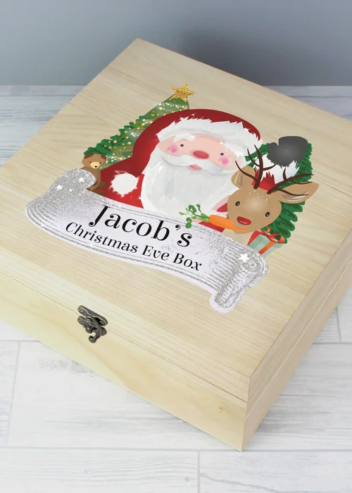Personalised Memento Company Wood Colourful Santa Large Christmas Eve Box - One Size Image 2