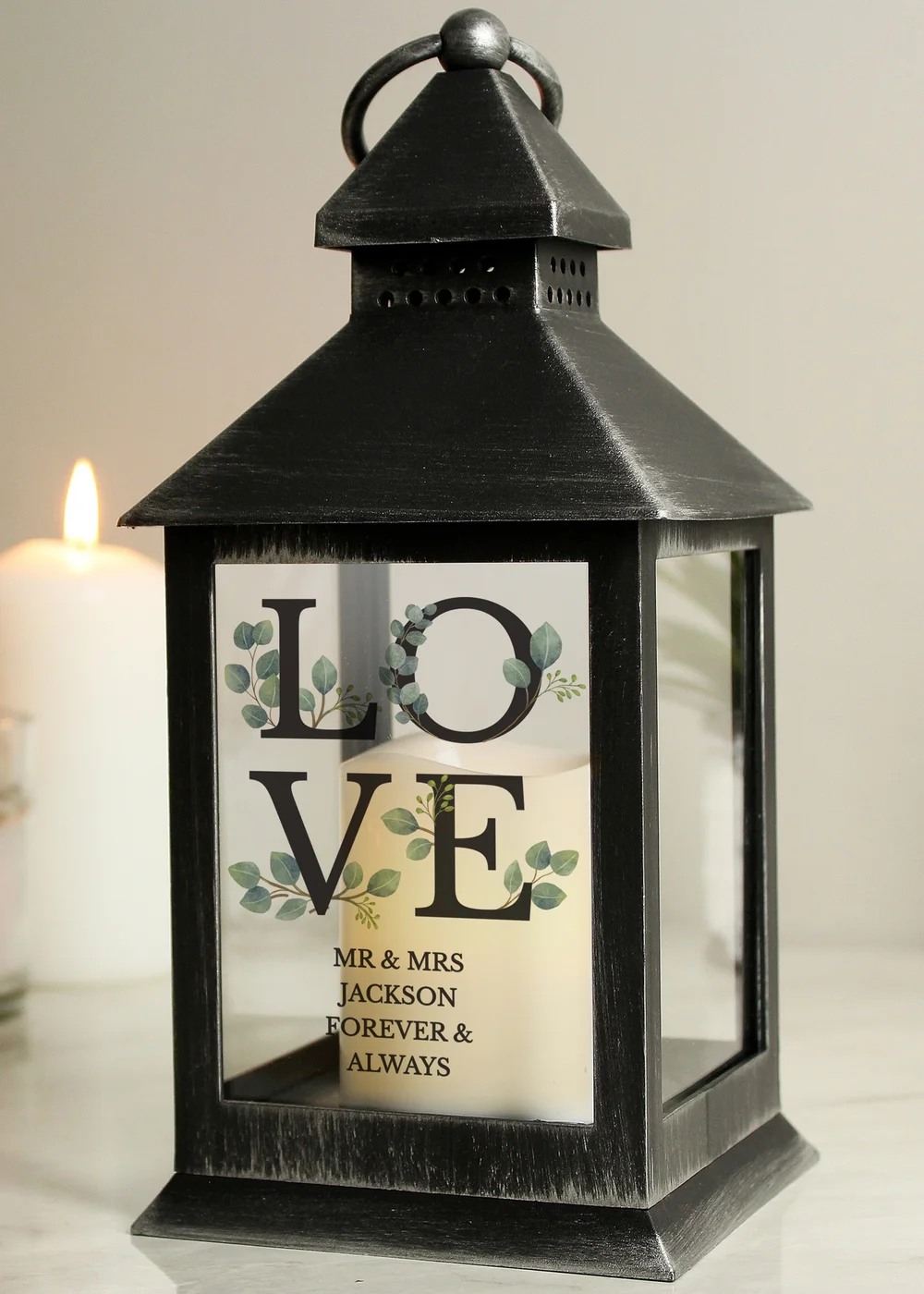 Personalised Memento Company Black LOVE LED Lantern - One Size Image 3