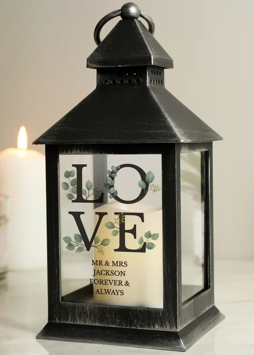 Personalised Memento Company Black LOVE LED Lantern - One Size Image 3