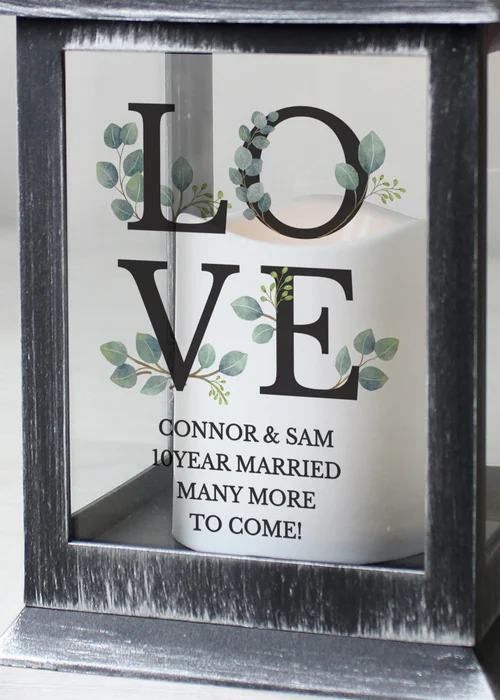 Personalised Memento Company Black LOVE LED Lantern - One Size Image 2