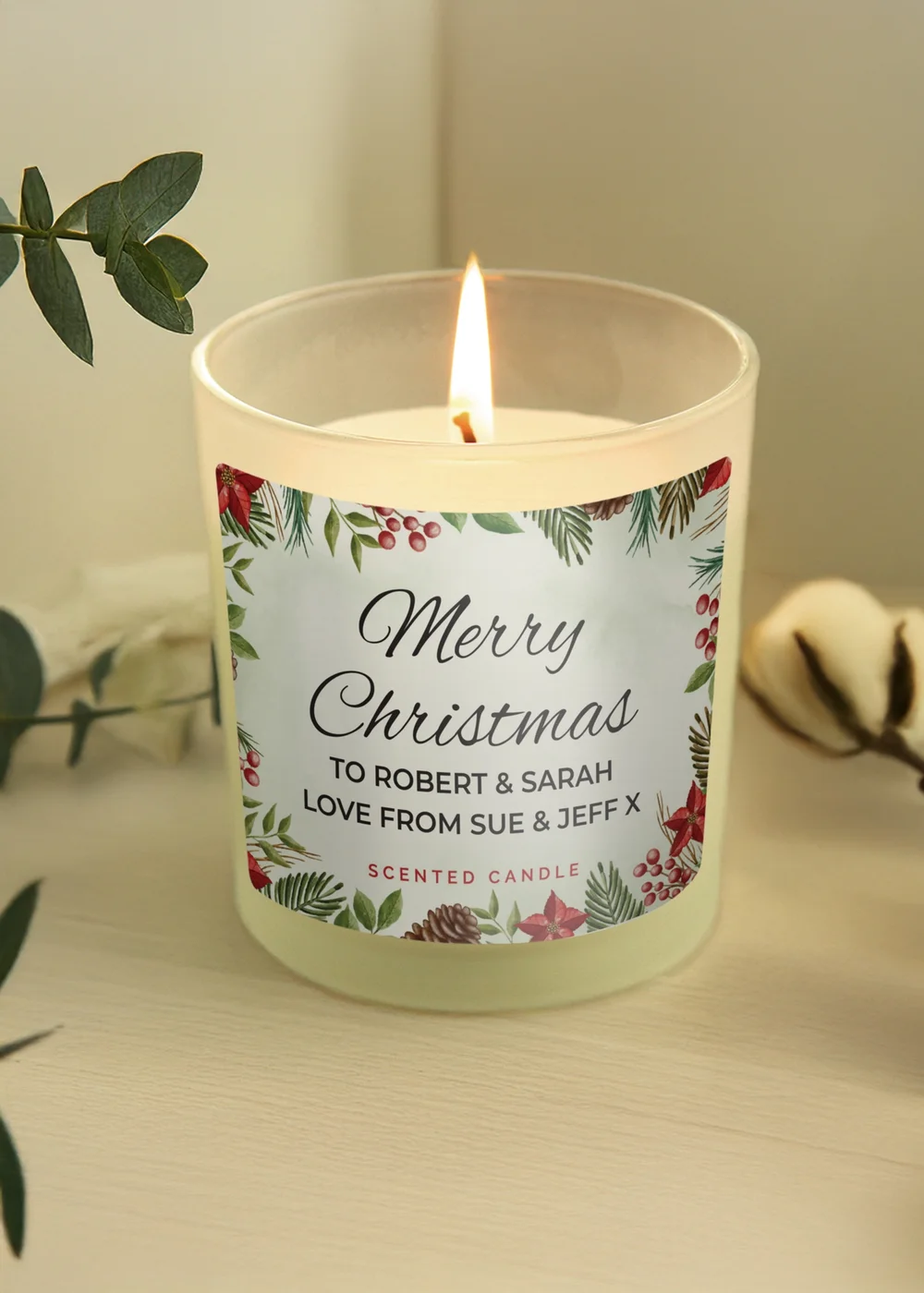 Personalised Memento Company Cream Christmas Scented Jar Candle - One Size Image 2