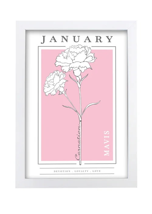 Personalised Memento Company White Birth Flower A4 Framed Print - One Size Image 1