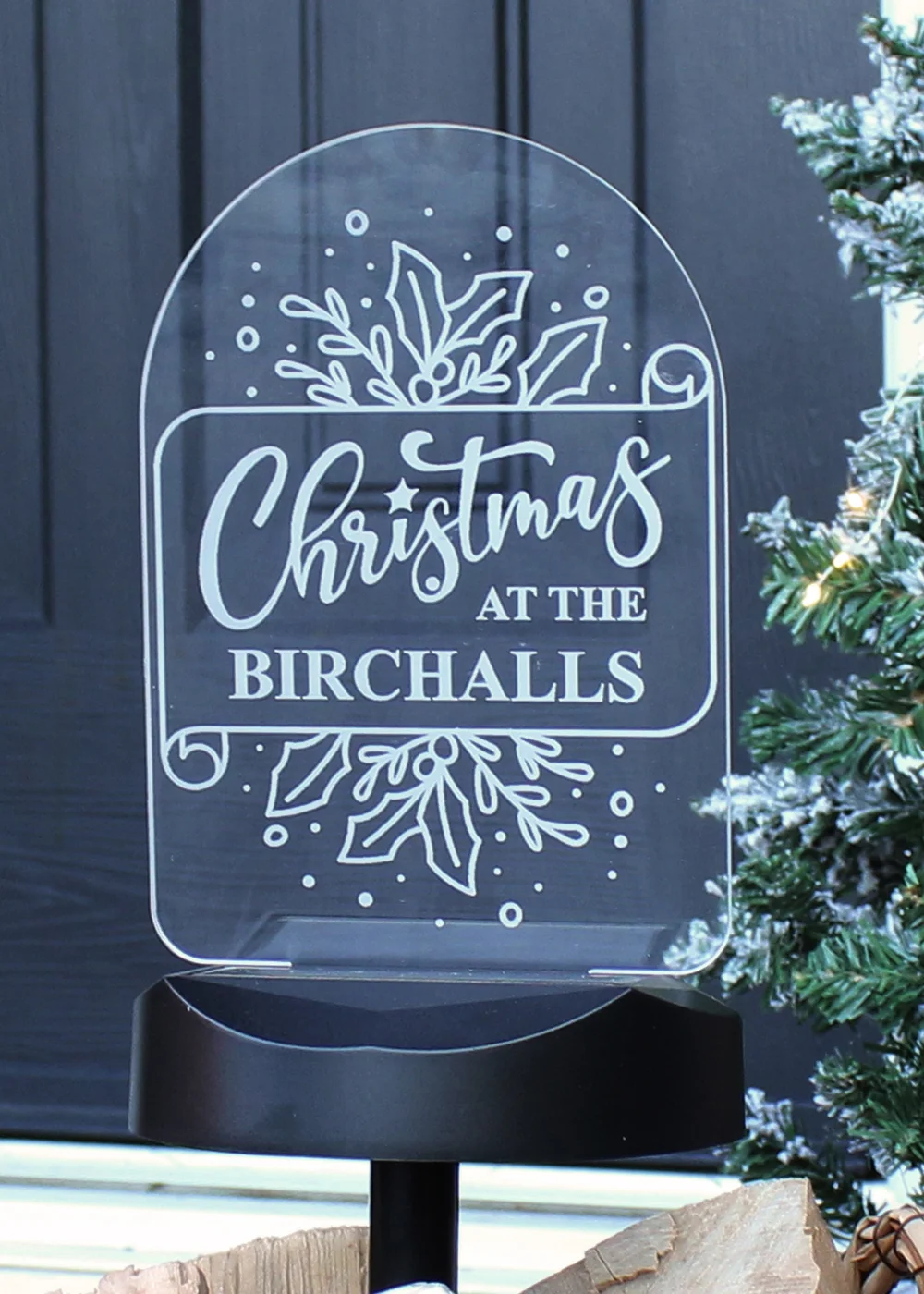 Personalised Memento Company Black Family Christmas Outdoor Solar Light - One Size Image 1