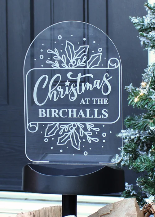 Personalised Memento Company Black Family Christmas Outdoor Solar Light - One Size Image 1