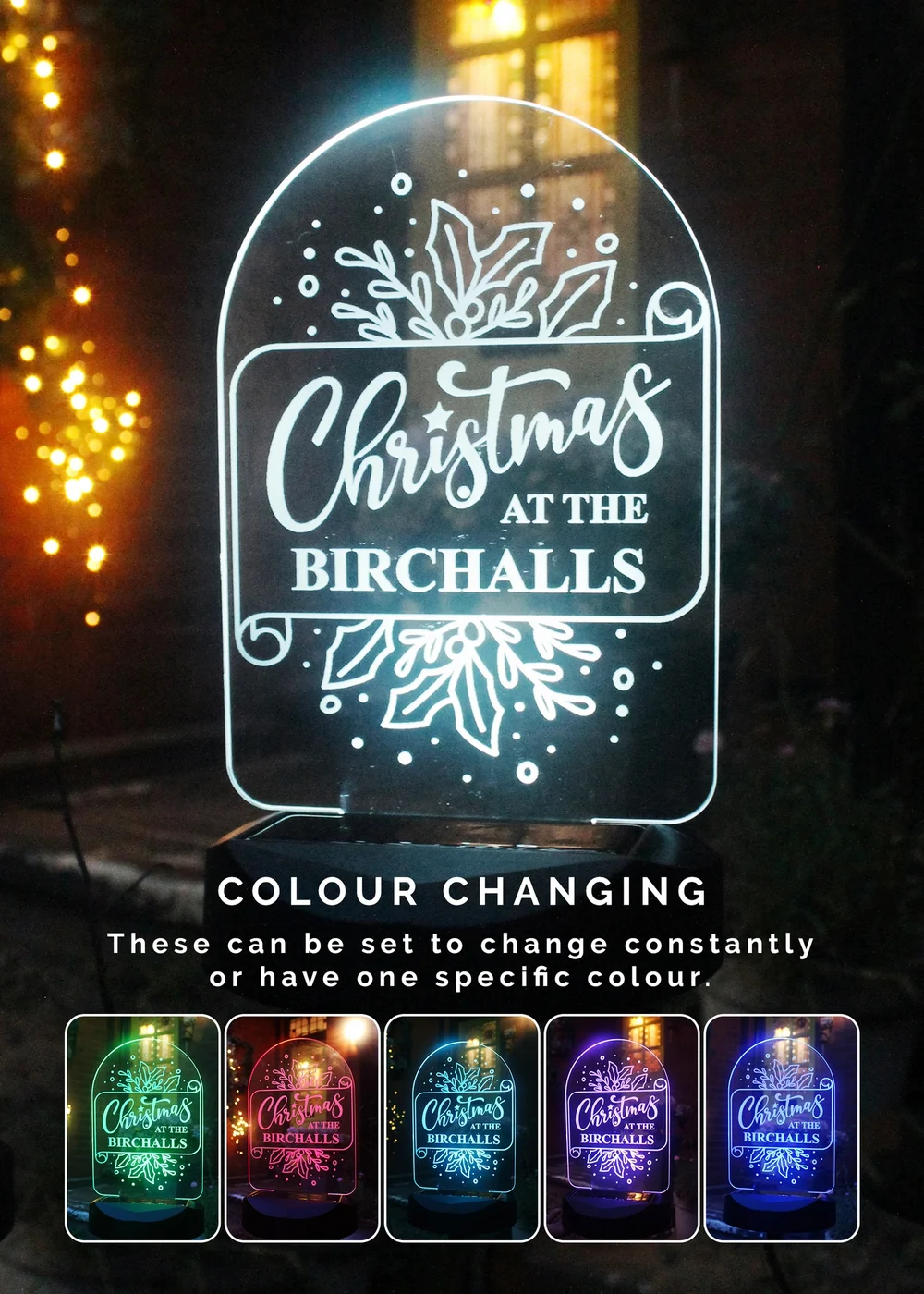 Personalised Memento Company Black Family Christmas Outdoor Solar Light - One Size Image 3