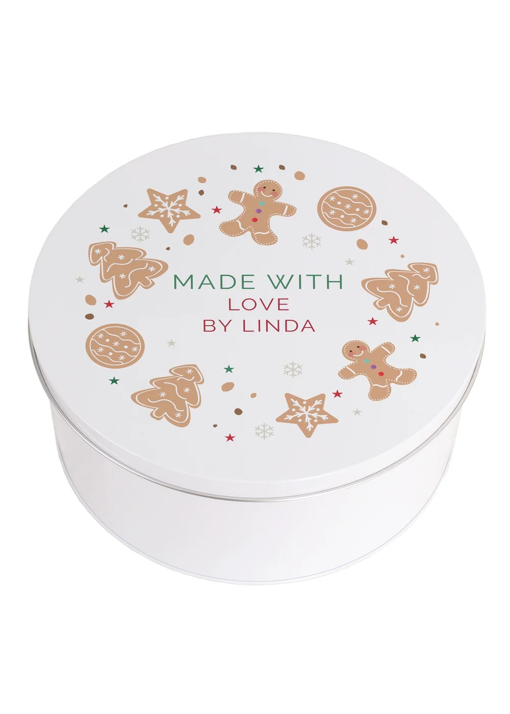 Personalised Memento Company White Christmas Cookies Cake Tin - One Size Image 1
