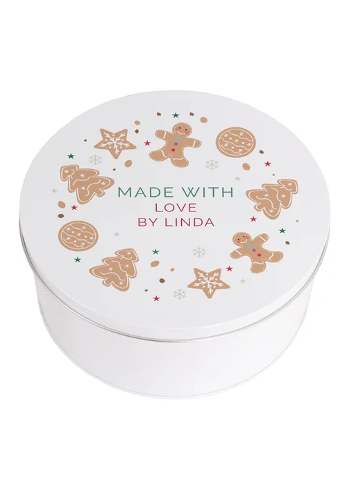 Personalised Memento Company White Christmas Cookies Cake Tin - One Size Image 1