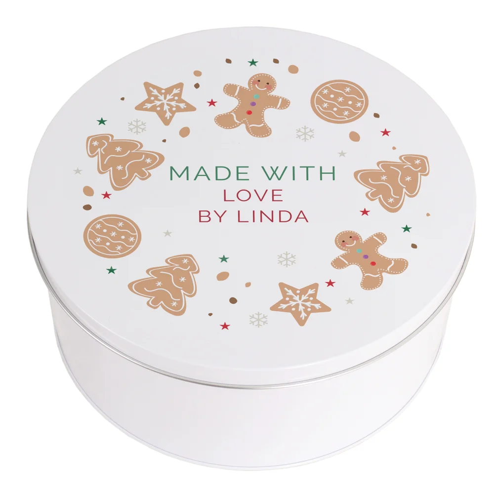 Personalised Memento Company White Christmas Cookies Cake Tin - One Size Image 5