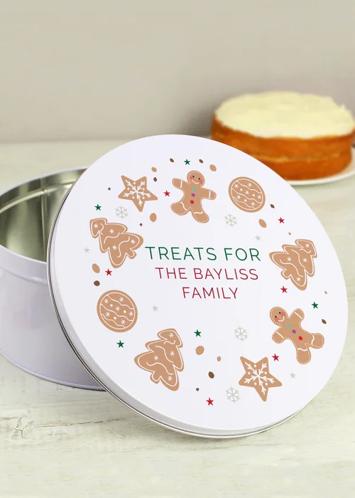 Personalised Memento Company White Christmas Cookies Cake Tin - One Size Image 2