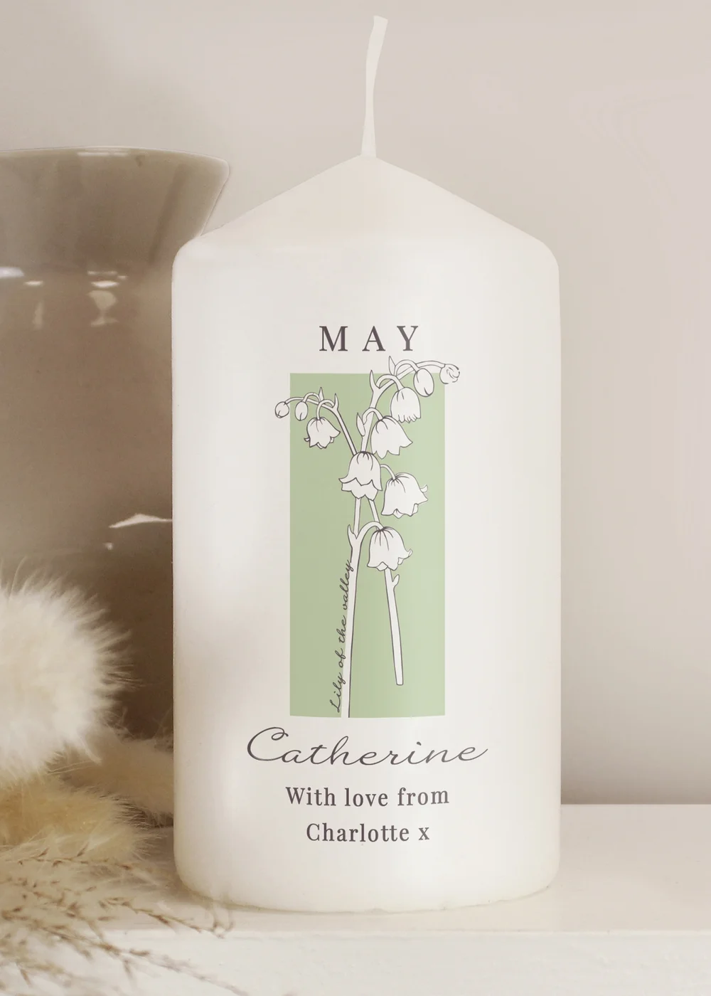 Personalised Memento Company White Birth Flower Pillar Candle - One Size Image 3