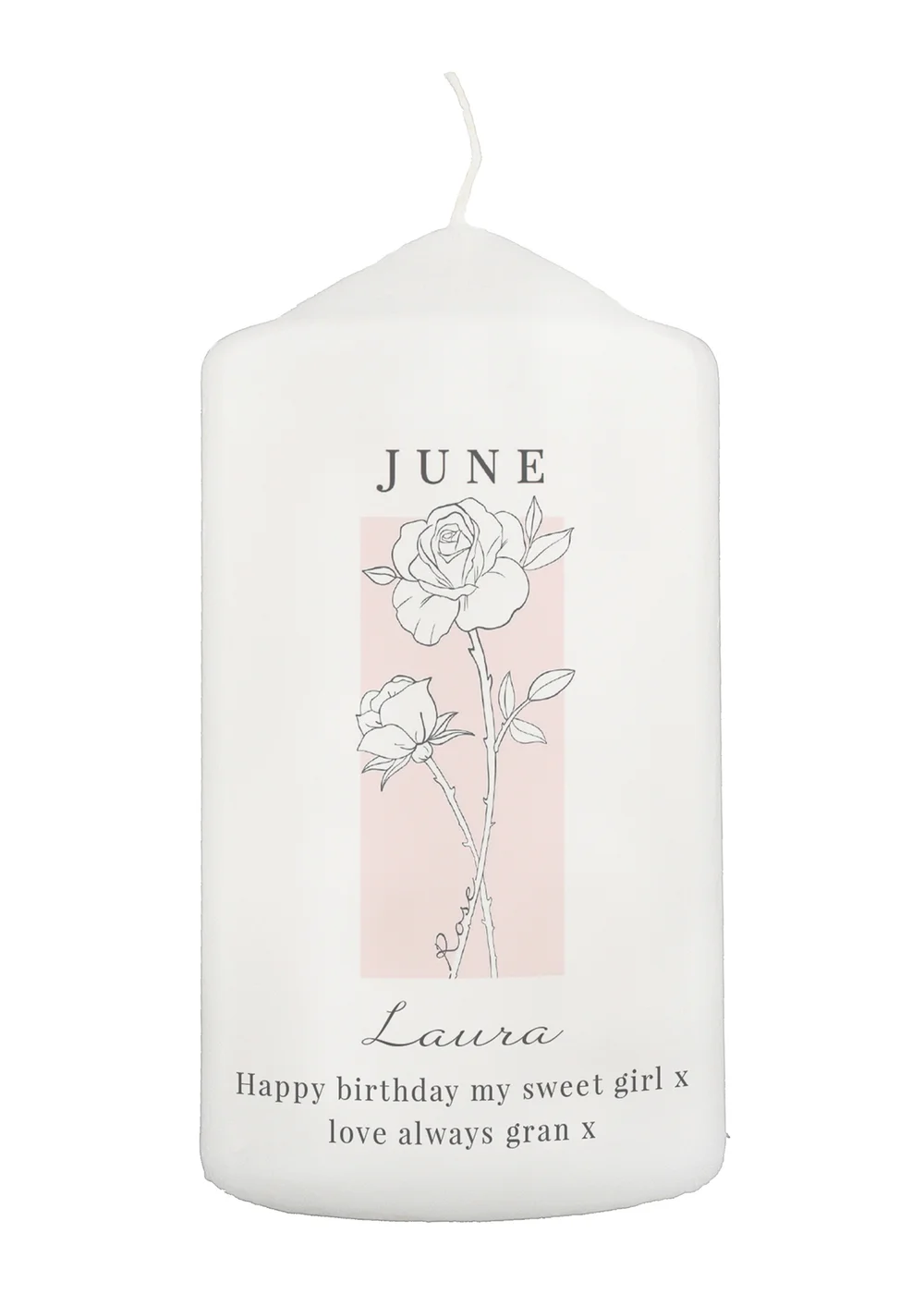 Personalised Memento Company White Birth Flower Pillar Candle - One Size Image 1