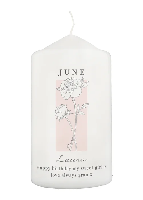 Personalised Memento Company White Birth Flower Pillar Candle - One Size Image 1