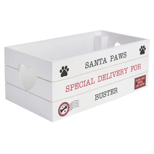 Personalised Memento Company Small White Wood Santa Paws Crate - One Size Image 4