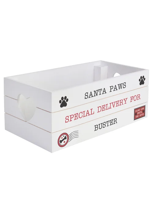 Personalised Memento Company Small White Wood Santa Paws Crate - One Size Image 1