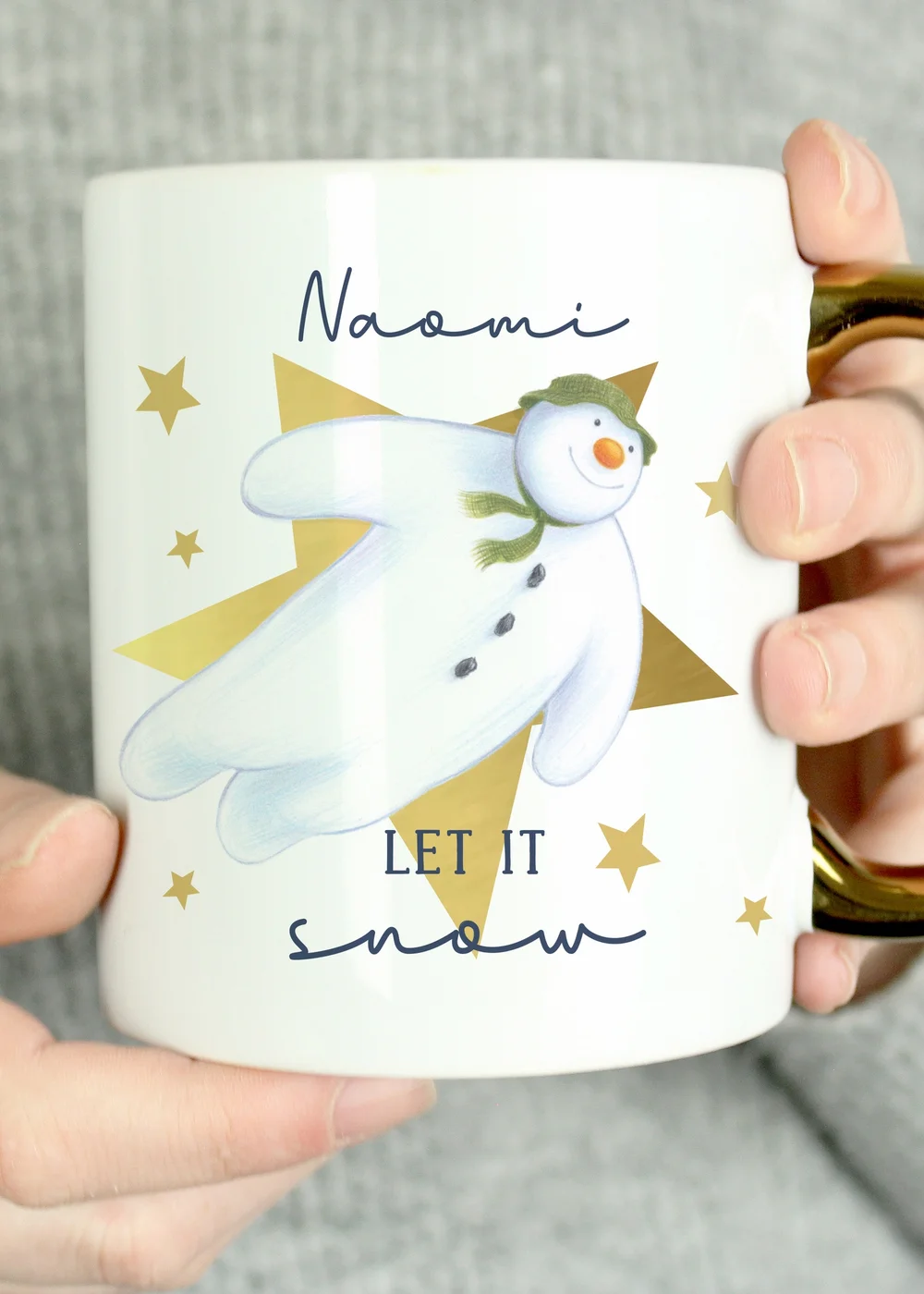 Personalised Memento Company White The Snowman Let it Snow Gold Handed Mug - One Size Image 2