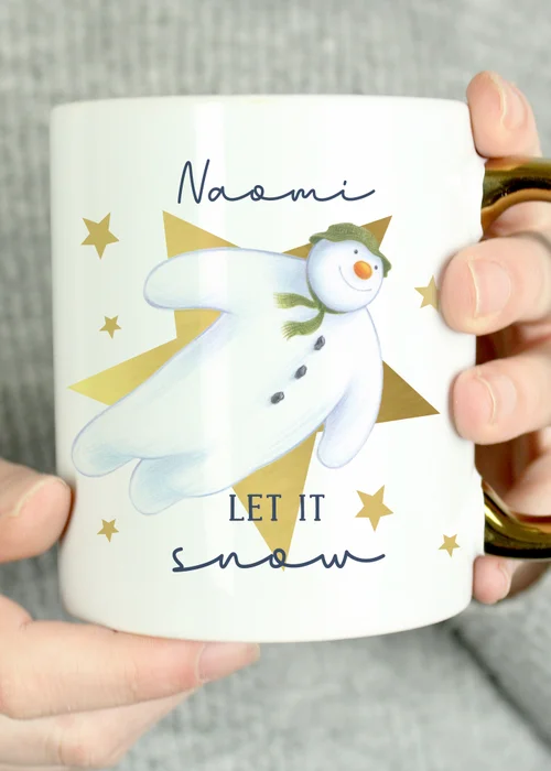 Personalised Memento Company White The Snowman Let it Snow Gold Handed Mug - One Size Image 2