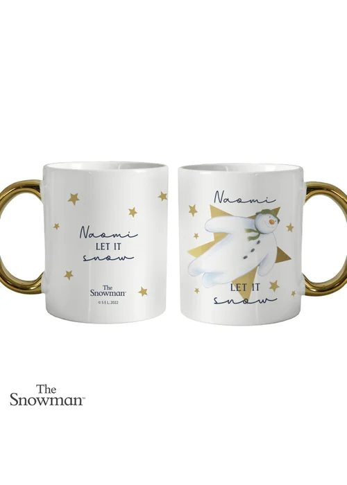 Personalised Memento Company White The Snowman Let it Snow Gold Handed Mug - One Size Image 1