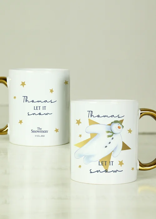 Personalised Memento Company White The Snowman Let it Snow Gold Handed Mug - One Size Image 3