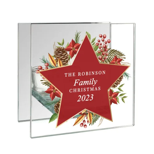Personalised Memento Company Clear Christmas Glass Tea Light Candle Holder - One Size Image 5