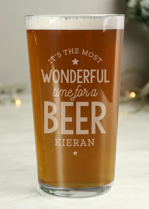 Personalised Memento Company Clear Wonderful Time For A Beer Pint Glass - One Size Image 1