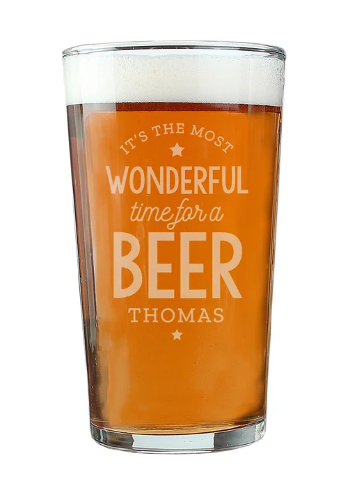 Personalised Memento Company Clear Wonderful Time For A Beer Pint Glass - One Size Image 3