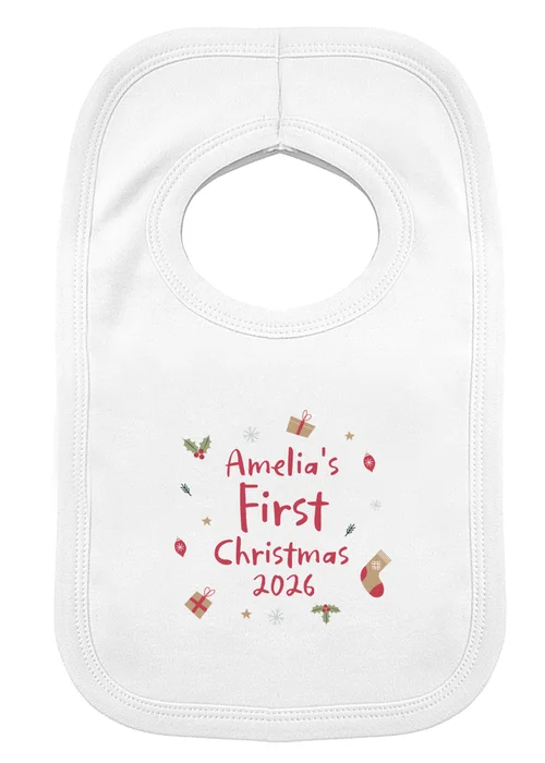 Personalised Memento Company White First Christmas Bib - One Size Image 2