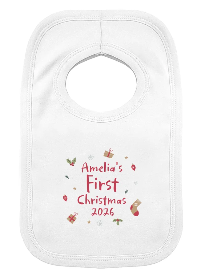 Personalised Memento Company White First Christmas Bib