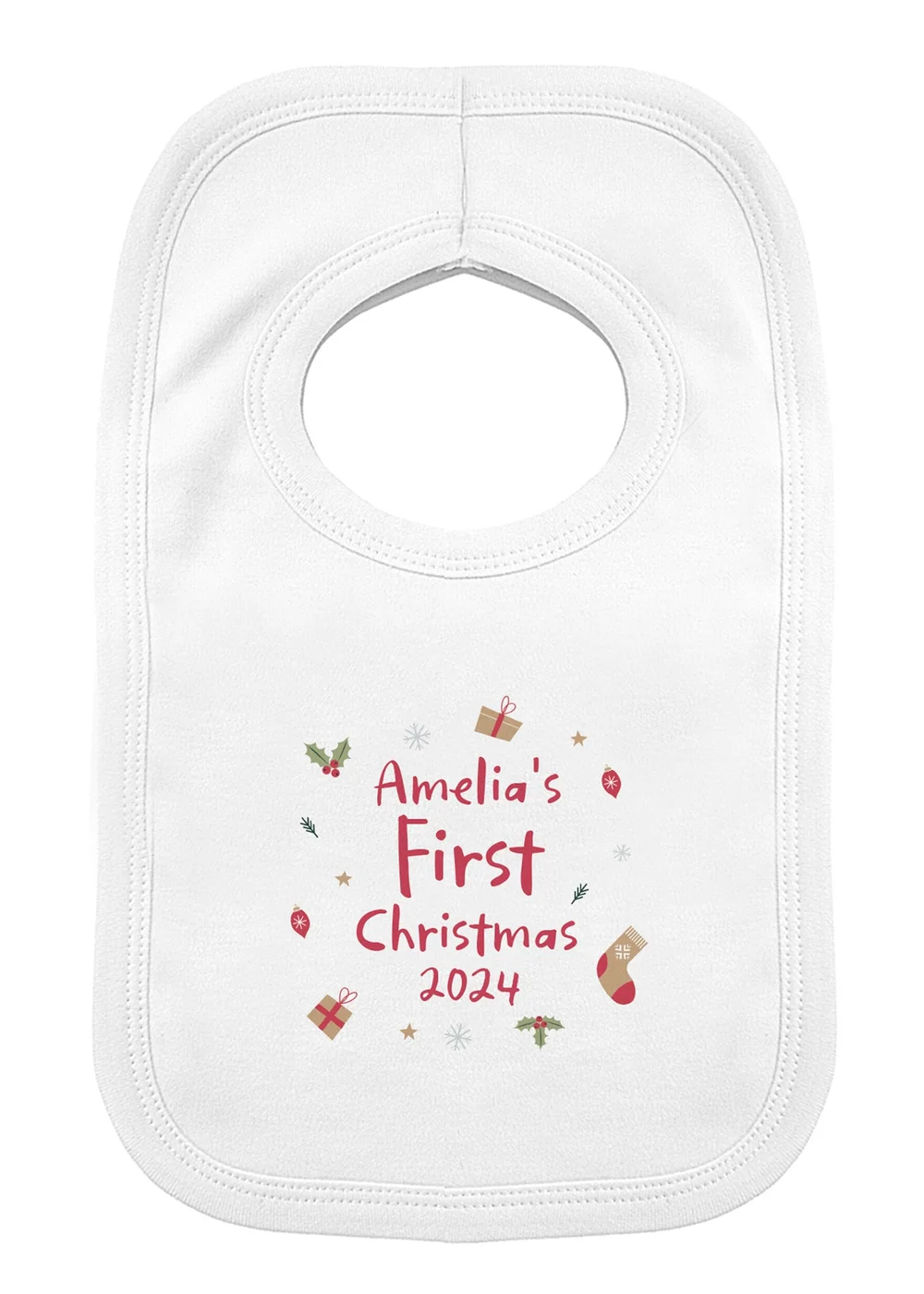 Personalised Memento Company White First Christmas Bib - One Size Image 1