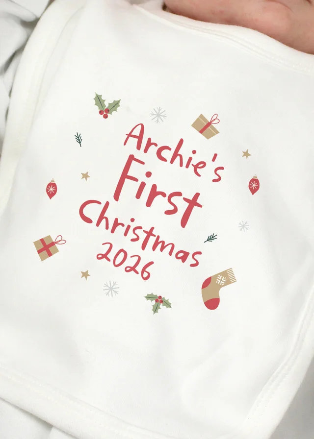 Personalised Memento Company White First Christmas Bib