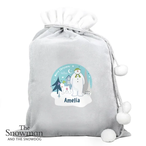 Personalised Memento Company Grey The Snowman and the Snowdog Luxury Pom Pom Sack - One Size Image 3