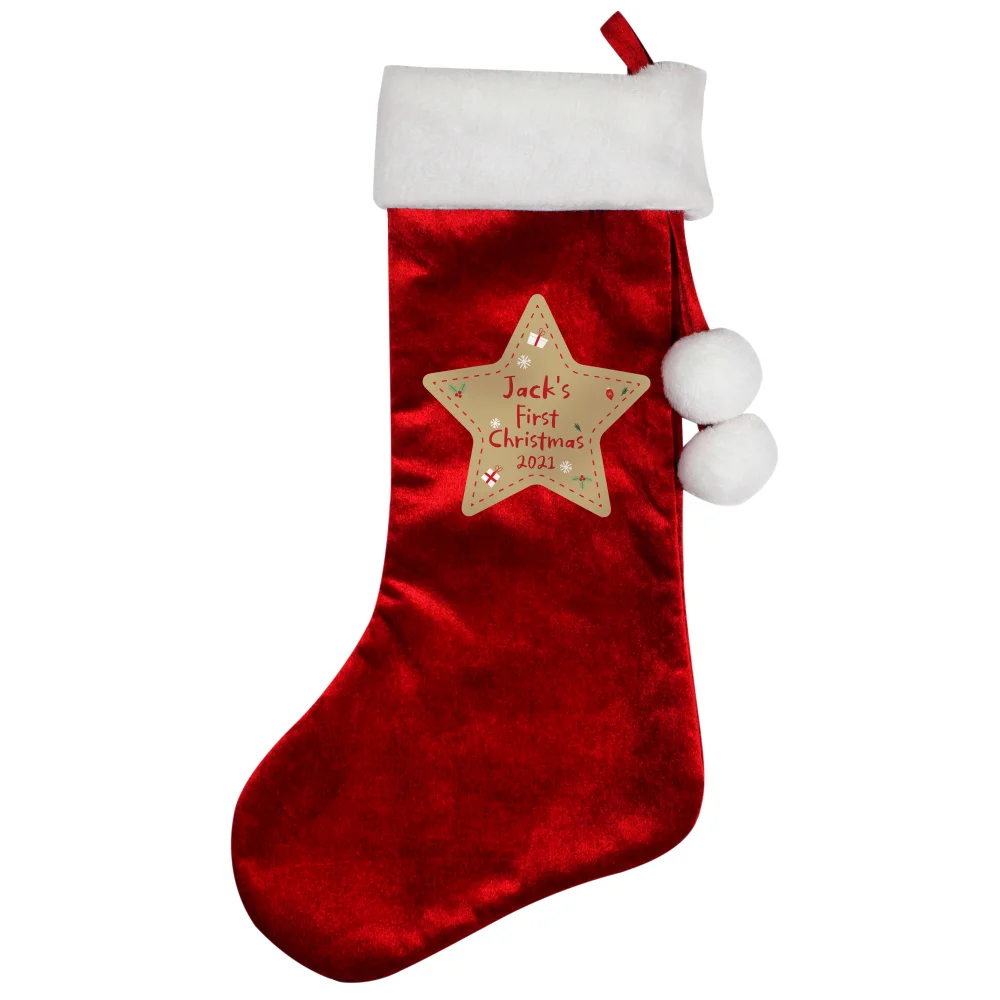 Personalised Memento Company Red First Christmas Stocking - One Size Image 3