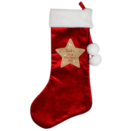 Personalised Memento Company Red First Christmas Stocking - One Size Image 3