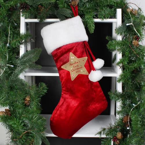 Personalised Memento Company Red First Christmas Stocking - One Size Image 2