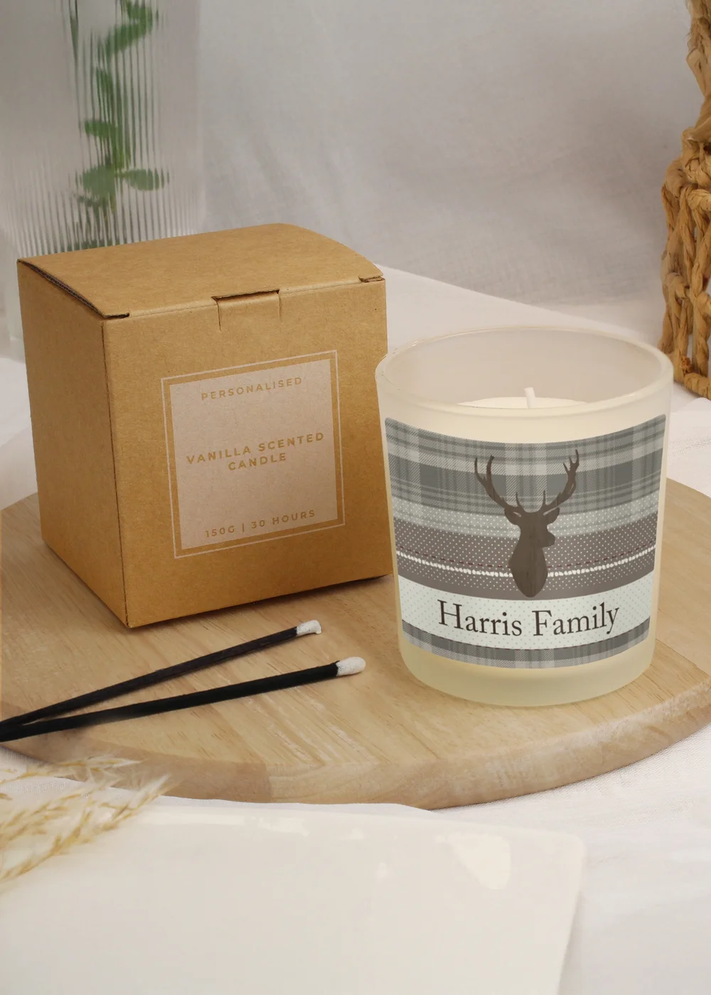 Personalised Memento Company Cream Highland Stag Scented Jar Candle - One Size Image 1