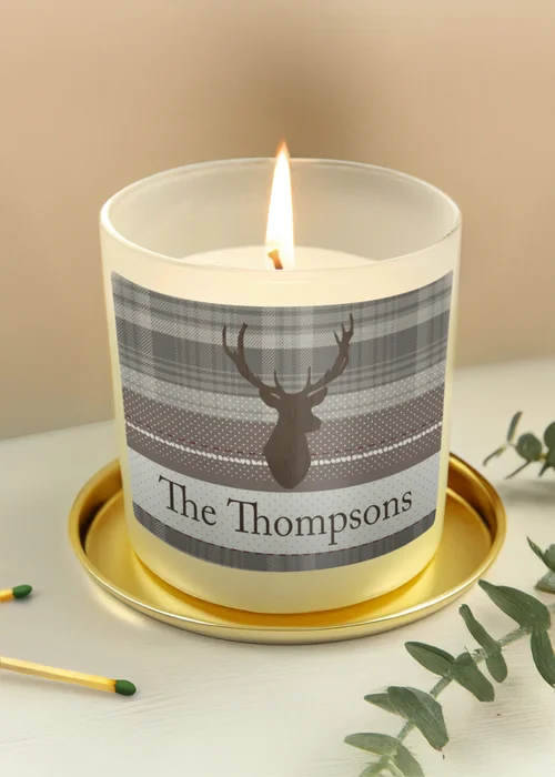Personalised Memento Company Cream Highland Stag Scented Jar Candle - One Size Image 3