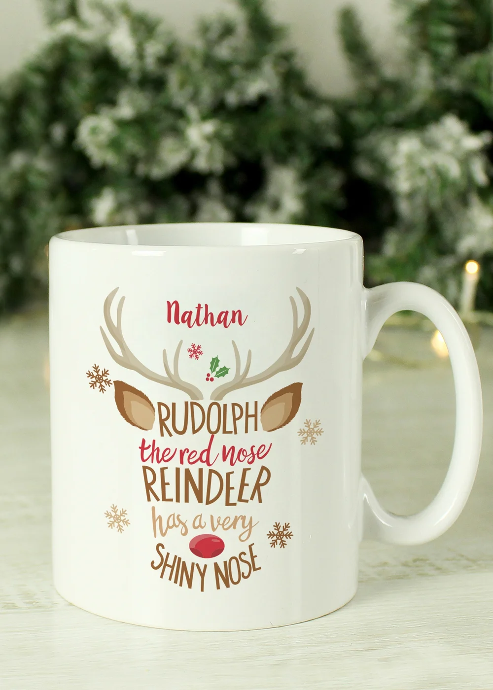 Personalised Memento Company White Rudolph the Red-Nosed Reindeer Mug - One Size Image 3