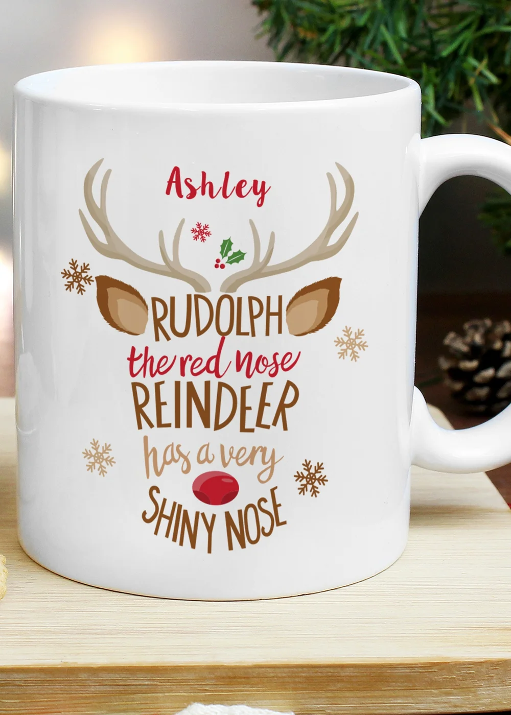 Personalised Memento Company White Rudolph the Red-Nosed Reindeer Mug - One Size Image 2
