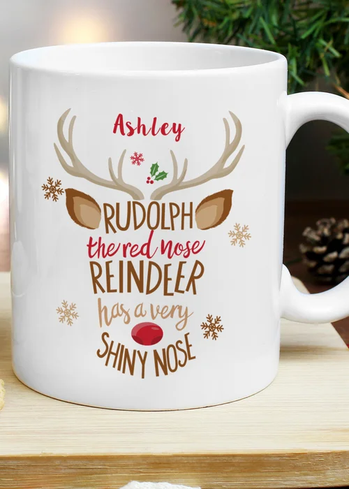 Personalised Memento Company White Rudolph the Red-Nosed Reindeer Mug - One Size Image 2