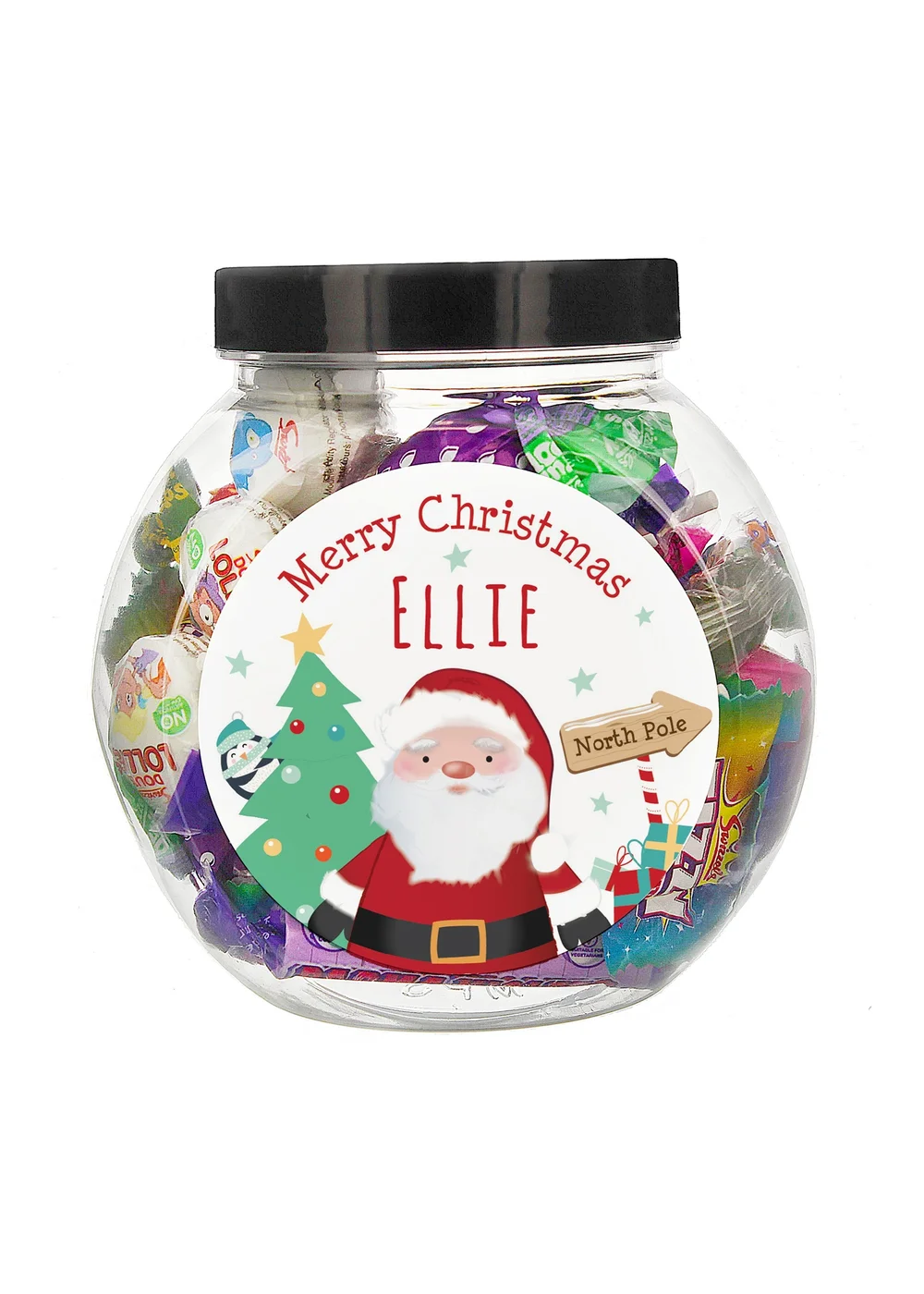 Personalised Memento Company Clear Santa Sweet Jar - One Size Image 1