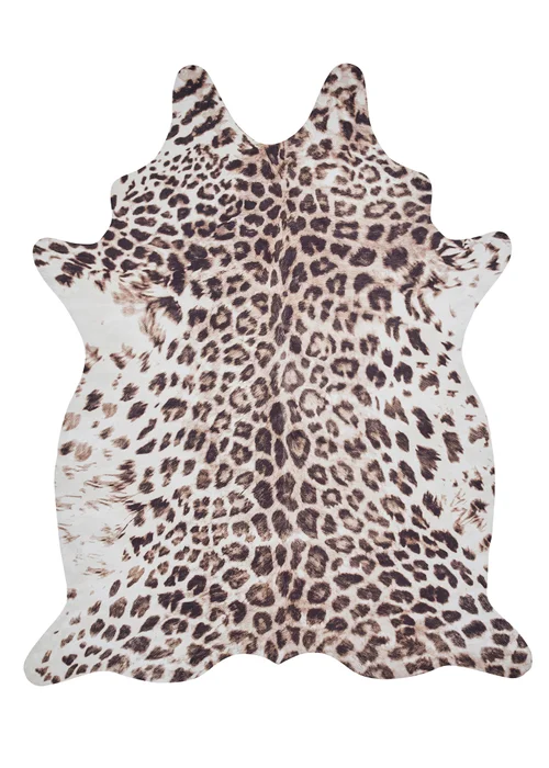 Think Rugs Faux Leopard Print Beige Animal Print Rug - 130 x 155 Image 2