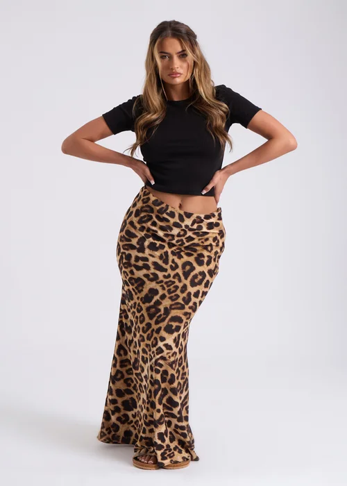 Urban Bliss Brown Leopard Bias Cut Maxi Skirt - Size 8 Image 3