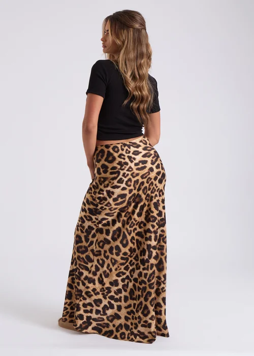 Urban Bliss Brown Leopard Bias Cut Maxi Skirt - Size 8 Image 2