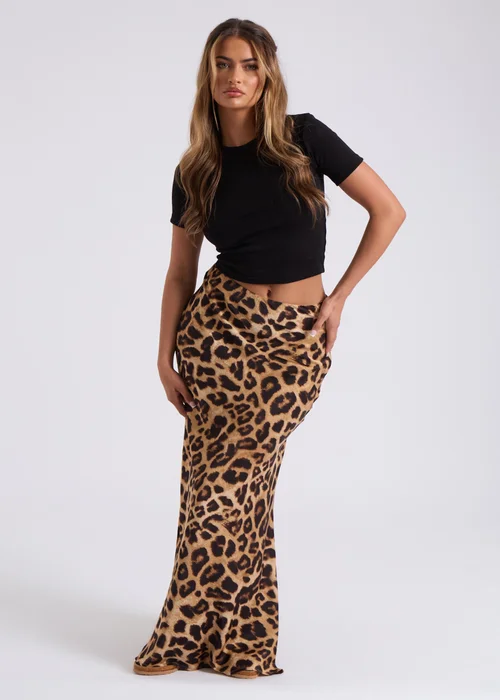 Urban Bliss Brown Leopard Bias Cut Maxi Skirt - Size 8 Image 4