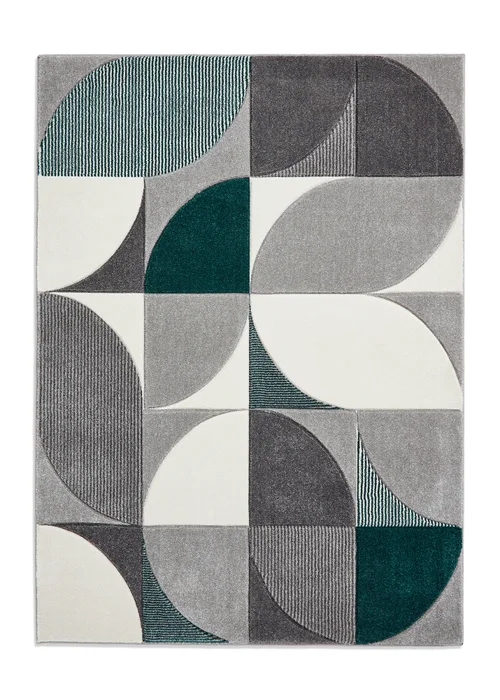 Think Rugs Matrix Green Modern Geometric Rug - 80 x 150 Image 2