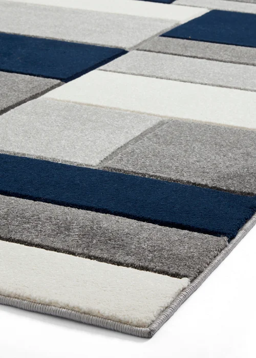 Think Rugs Matrix Navy Geometric Rug - 80 x 150 Image 4