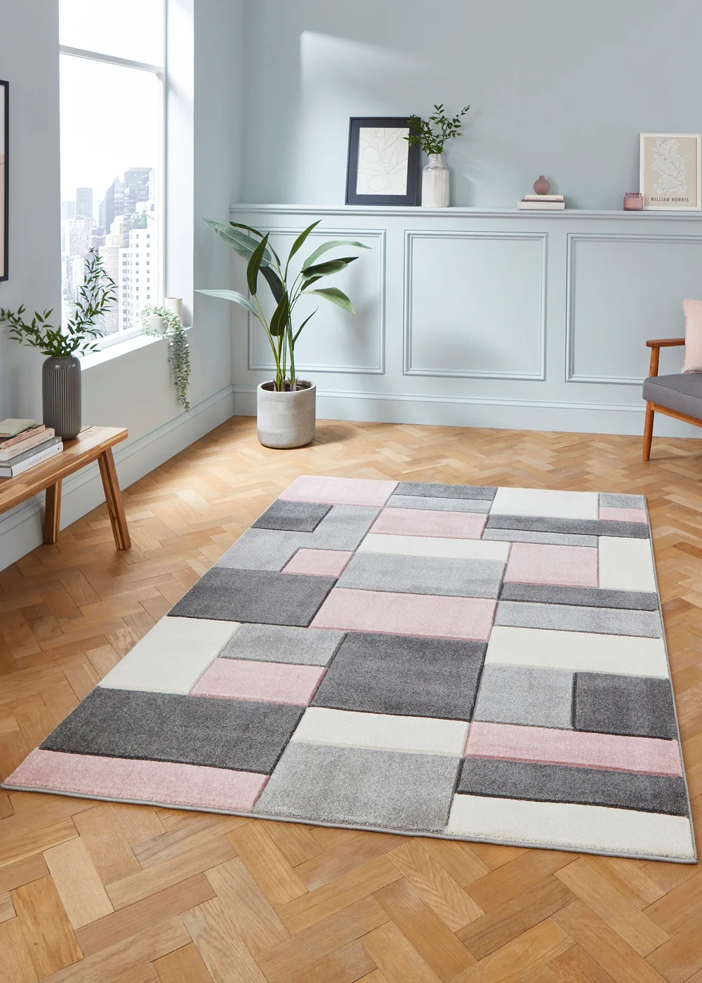 Think Rugs Matrix Pink Geometric Rug - 80 x 150 Image 1